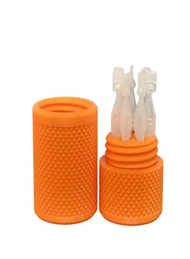 Znet3D Eye Drop Vials Holder & Storage Case - Securely Store Seven (7) Single-Use Vials - Screw-On Lid, Knurled Pattern - Keep Vials Safe & Organized to Keep Track of Your Daily Usage (Orange) - Image 1